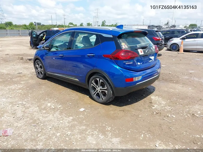 2019 Chevrolet Bolt Ev Premier VIN: 1G1FZ6S04K4135163 Lot: 45593014