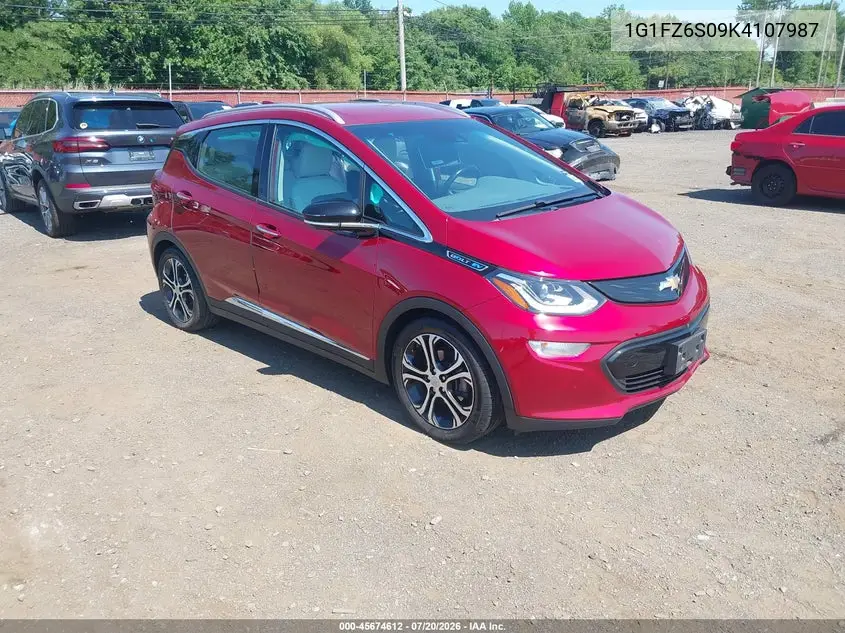 2019 Chevrolet Bolt Ev Premier VIN: 1G1FZ6S09K4107987 Lot: 45674612