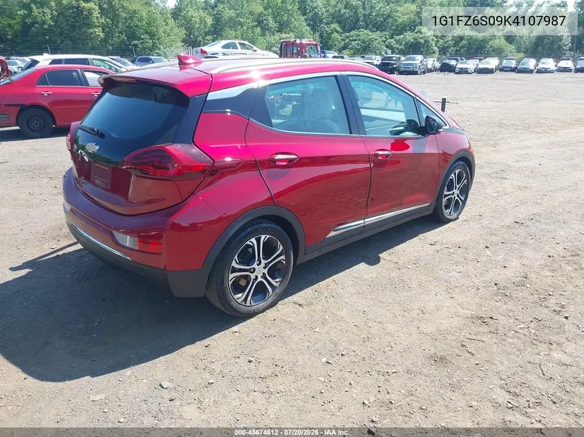 2019 Chevrolet Bolt Ev Premier VIN: 1G1FZ6S09K4107987 Lot: 45674612