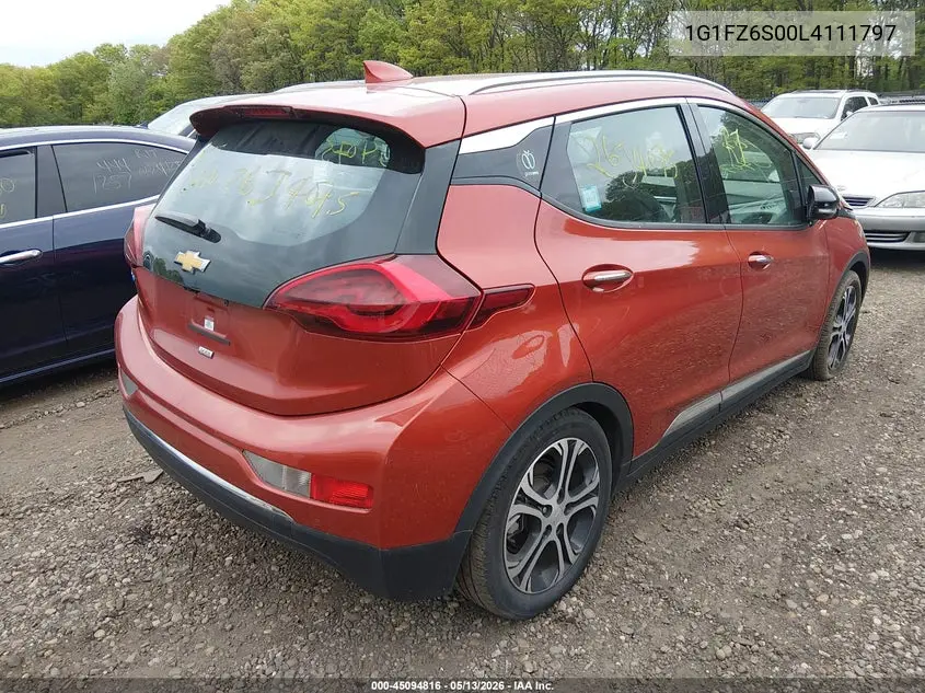 2020 Chevrolet Bolt Ev Fwd Premier VIN: 1G1FZ6S00L4111797 Lot: 45094816