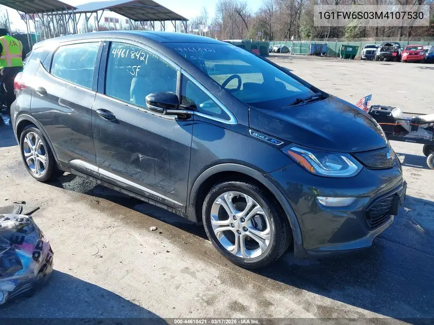 2021 Chevrolet Bolt Ev Fwd Lt VIN: 1G1FW6S03M4107530 Lot: 44618421