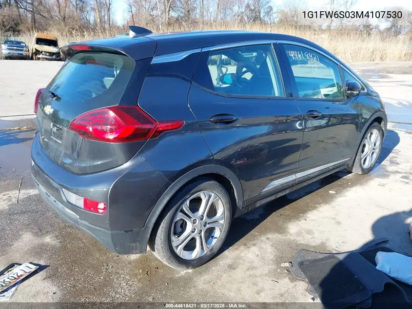 2021 Chevrolet Bolt Ev Fwd Lt VIN: 1G1FW6S03M4107530 Lot: 44618421