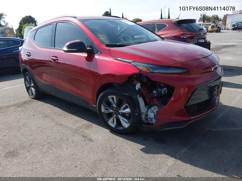 2022 Chevrolet Bolt Euv Fwd Lt VIN: 1G1FY6S08N4114078 Lot: 45076643