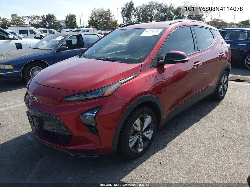 2022 Chevrolet Bolt Euv Fwd Lt VIN: 1G1FY6S08N4114078 Lot: 45076643