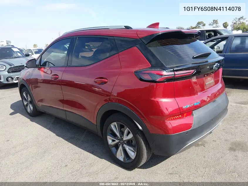 2022 Chevrolet Bolt Euv Fwd Lt VIN: 1G1FY6S08N4114078 Lot: 45076643