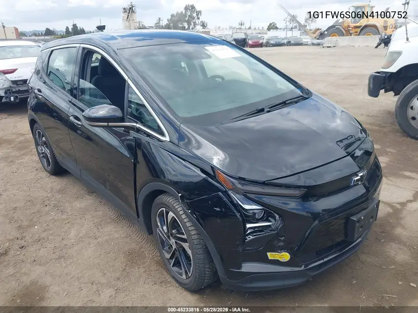 2022 Chevrolet Bolt Ev Fwd 1Lt VIN: 1G1FW6S06N4100752 Lot: 45233816