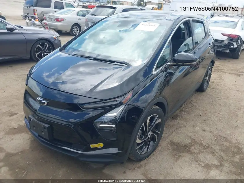 2022 Chevrolet Bolt Ev Fwd 1Lt VIN: 1G1FW6S06N4100752 Lot: 45233816