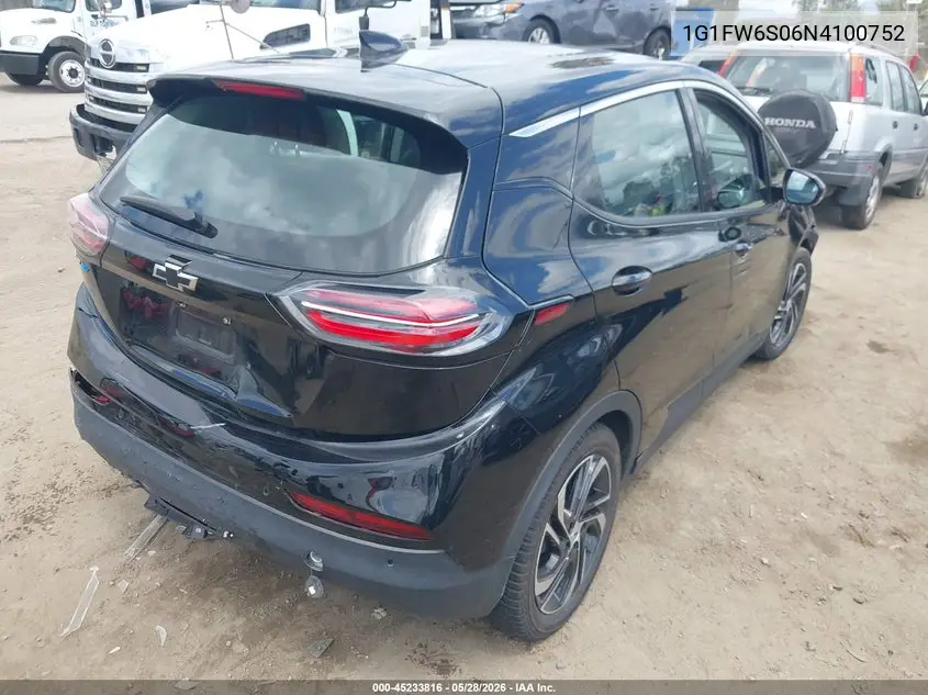 2022 Chevrolet Bolt Ev Fwd 1Lt VIN: 1G1FW6S06N4100752 Lot: 45233816
