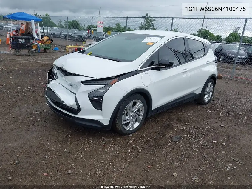 2022 Chevrolet Bolt Ev Fwd 1Lt VIN: 1G1FW6S06N4100475 Lot: 45348259