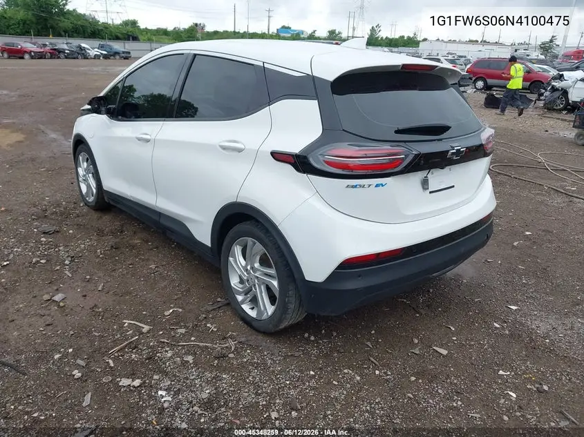 2022 Chevrolet Bolt Ev Fwd 1Lt VIN: 1G1FW6S06N4100475 Lot: 45348259