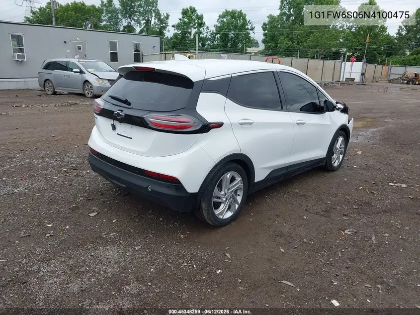 2022 Chevrolet Bolt Ev Fwd 1Lt VIN: 1G1FW6S06N4100475 Lot: 45348259
