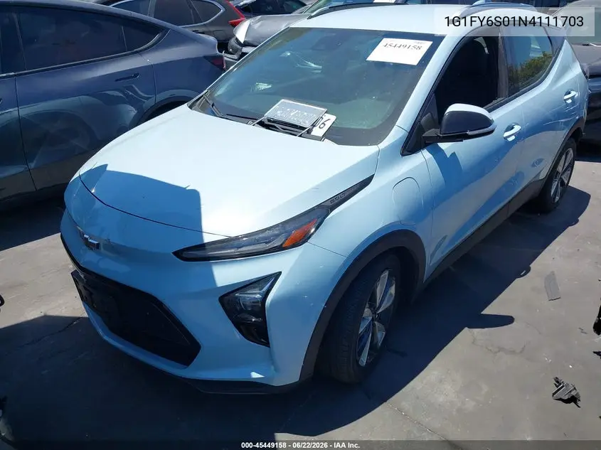 2022 Chevrolet Bolt Euv Fwd Lt VIN: 1G1FY6S01N4111703 Lot: 45449158