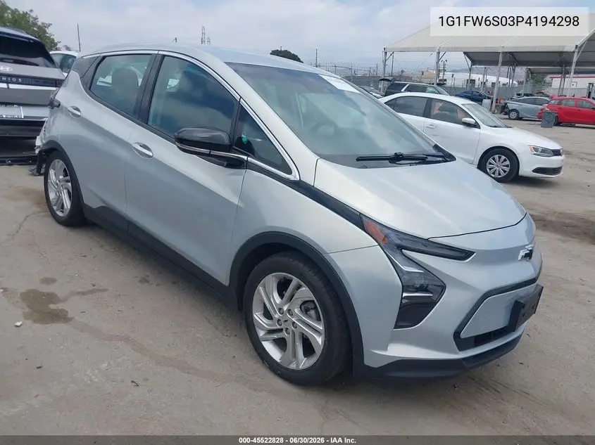 2023 Chevrolet Bolt Ev Fwd 1Lt VIN: 1G1FW6S03P4194298 Lot: 45522828