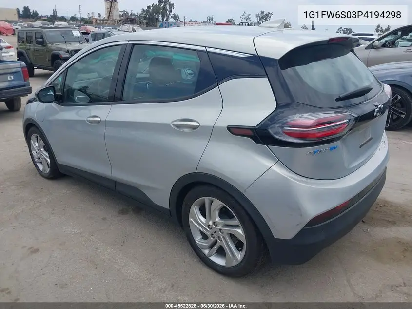 2023 Chevrolet Bolt Ev Fwd 1Lt VIN: 1G1FW6S03P4194298 Lot: 45522828