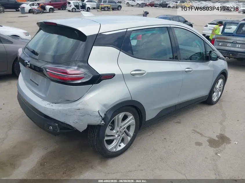 2023 Chevrolet Bolt Ev Fwd 1Lt VIN: 1G1FW6S03P4194298 Lot: 45522828