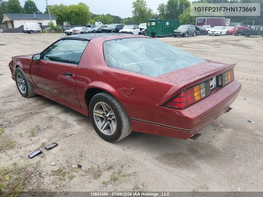 1987 Chevrolet Camaro VIN: 1G1FP21F7HN173669 Lot: 12653350