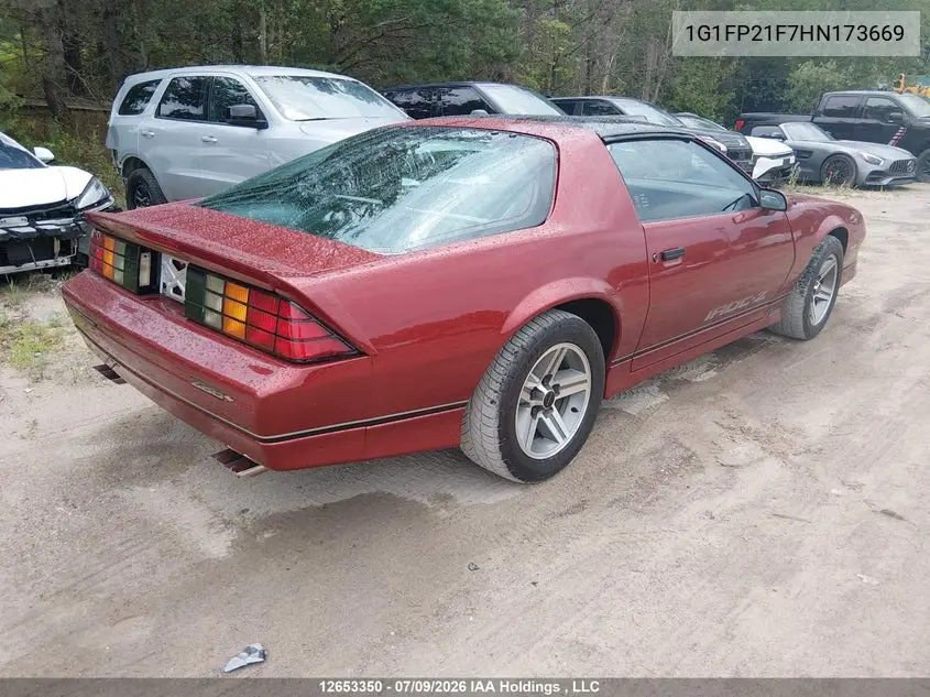 1987 Chevrolet Camaro VIN: 1G1FP21F7HN173669 Lot: 12653350