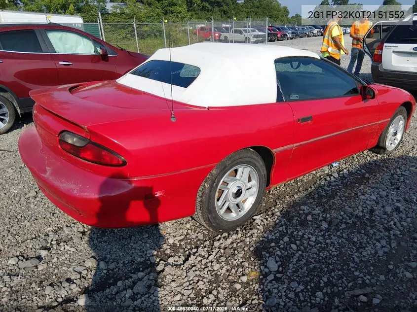 1996 Chevrolet Camaro Rs VIN: 2G1FP32K0T2151552 Lot: 45630040