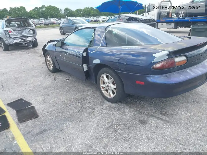2000 Chevrolet Camaro VIN: 2G1FP22K2Y2128954 Lot: 45235101