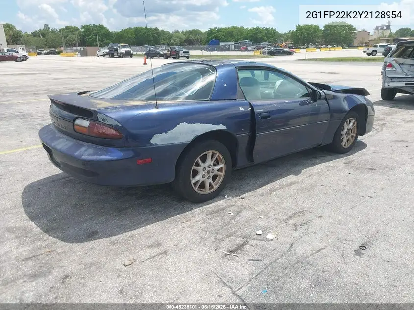 2000 Chevrolet Camaro VIN: 2G1FP22K2Y2128954 Lot: 45235101