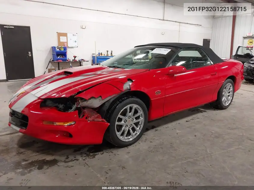 2002 Chevrolet Camaro Z28 VIN: 2G1FP32G122158715 Lot: 45367305