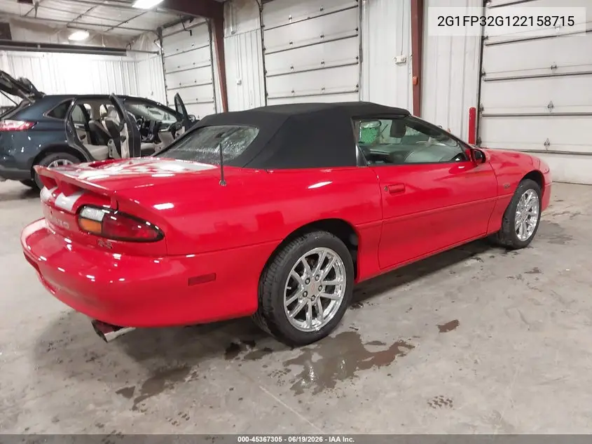 2002 Chevrolet Camaro Z28 VIN: 2G1FP32G122158715 Lot: 45367305