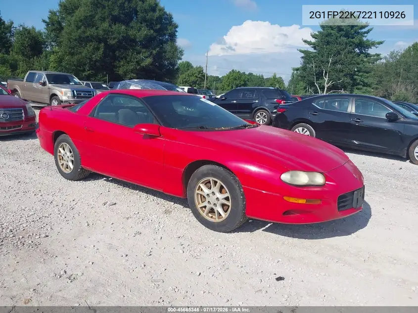 2002 Chevrolet Camaro VIN: 2G1FP22K722110926 Lot: 45665346