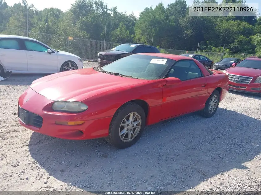 2002 Chevrolet Camaro VIN: 2G1FP22K722110926 Lot: 45665346
