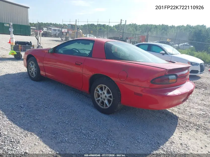 2002 Chevrolet Camaro VIN: 2G1FP22K722110926 Lot: 45665346