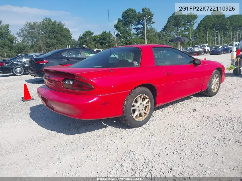 2002 Chevrolet Camaro VIN: 2G1FP22K722110926 Lot: 45665346