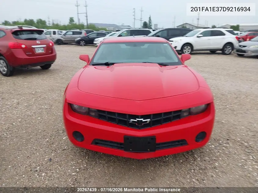 2013 Chevrolet Camaro Ls VIN: 2G1FA1E37D9216934 Lot: 20267439