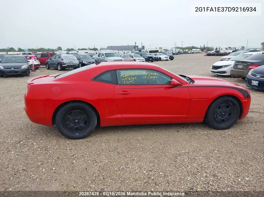 2013 Chevrolet Camaro Ls VIN: 2G1FA1E37D9216934 Lot: 20267439