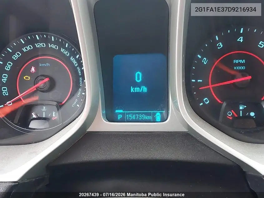 2013 Chevrolet Camaro Ls VIN: 2G1FA1E37D9216934 Lot: 20267439