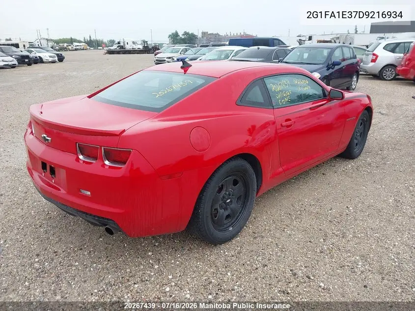 2013 Chevrolet Camaro Ls VIN: 2G1FA1E37D9216934 Lot: 20267439