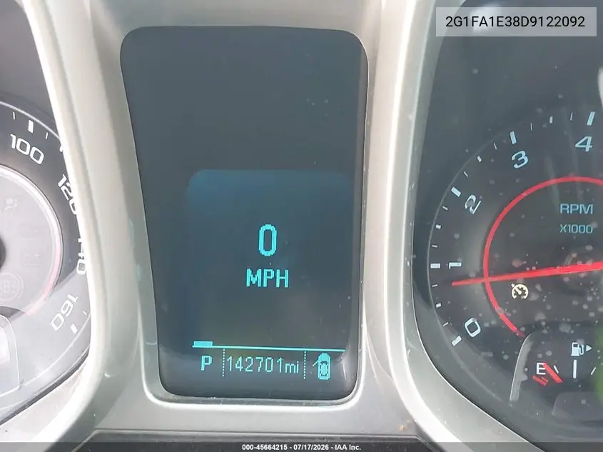 2013 Chevrolet Camaro 2Ls VIN: 2G1FA1E38D9122092 Lot: 45664215