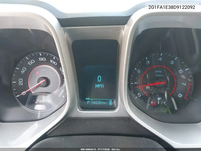 2013 Chevrolet Camaro 2Ls VIN: 2G1FA1E38D9122092 Lot: 45664215
