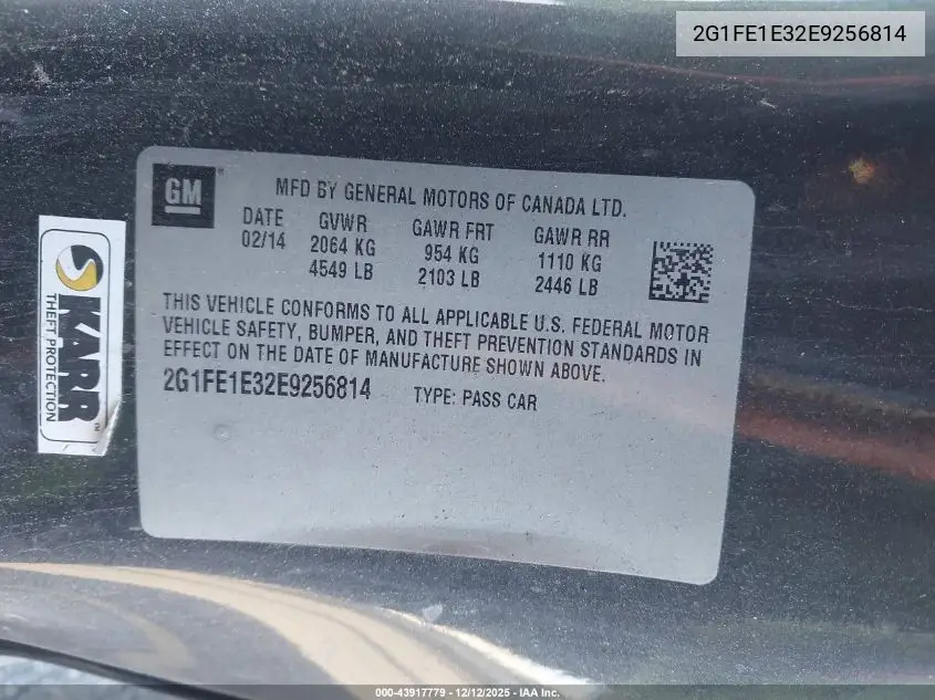 2G1FE1E32E9256814 2014 Chevrolet Camaro 1Ls