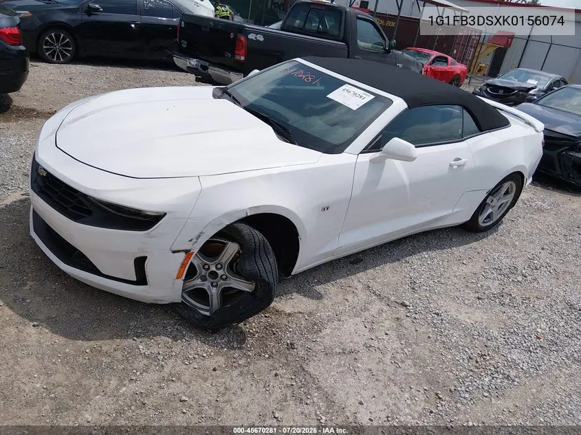 2019 Chevrolet Camaro 1Lt VIN: 1G1FB3DSXK0156074 Lot: 45670281