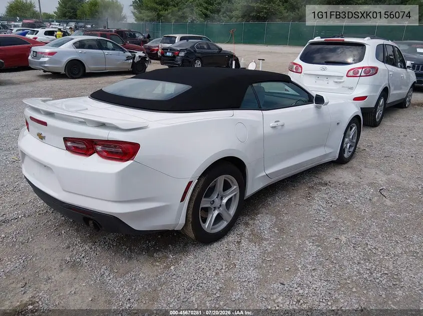2019 Chevrolet Camaro 1Lt VIN: 1G1FB3DSXK0156074 Lot: 45670281