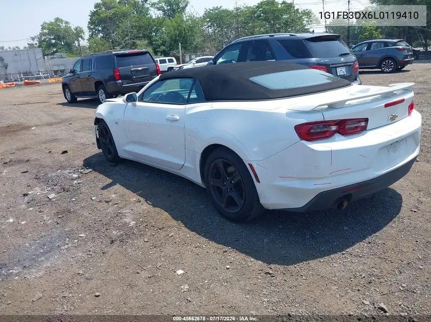 2020 Chevrolet Camaro Rwd 1Lt VIN: 1G1FB3DX6L0119410 Lot: 45662678