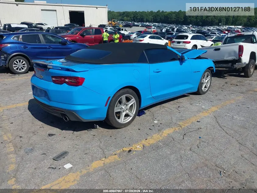 2022 Chevrolet Camaro Rwd 1Lt VIN: 1G1FA3DX8N0127188 Lot: 45647667