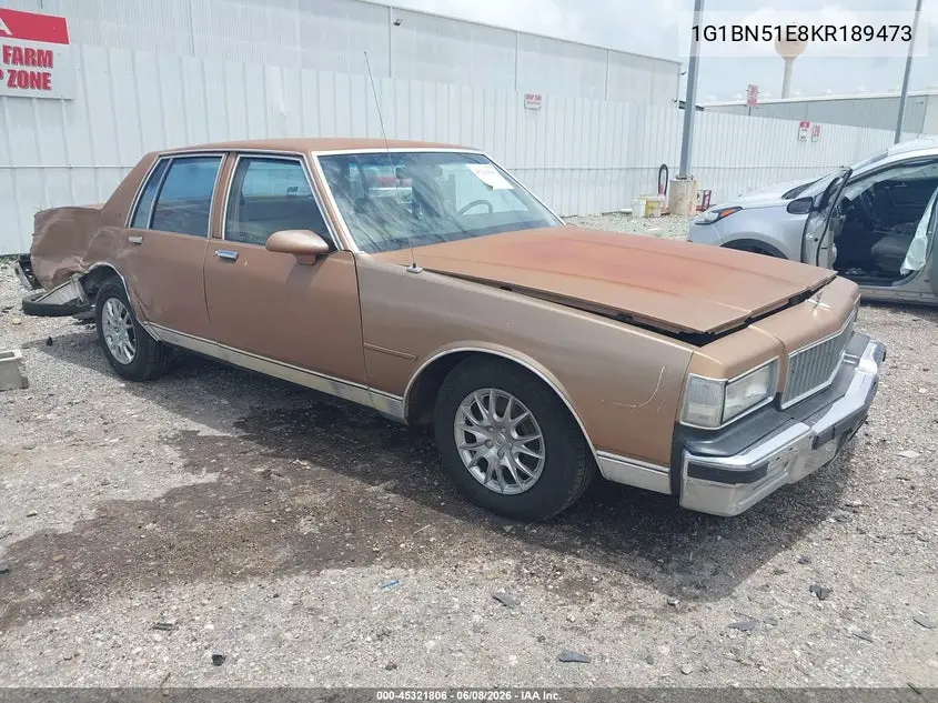 1989 Chevrolet Caprice Classic VIN: 1G1BN51E8KR189473 Lot: 45321806