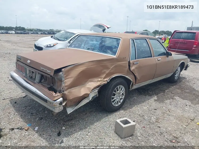 1989 Chevrolet Caprice Classic VIN: 1G1BN51E8KR189473 Lot: 45321806