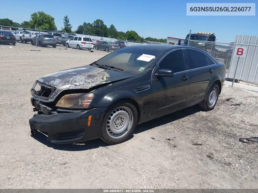 2016 Chevrolet Caprice Police VIN: 6G3NS5U26GL226077 Lot: 45084811