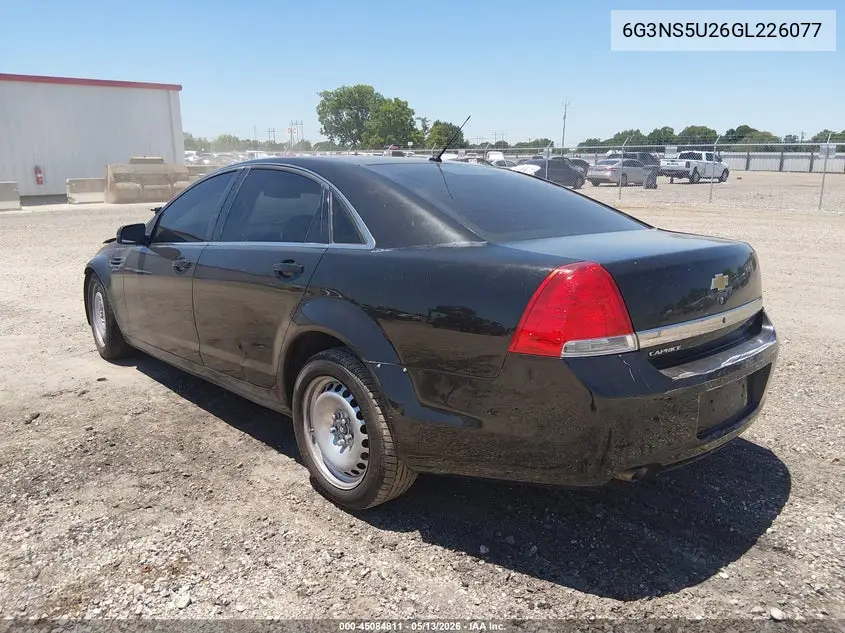 2016 Chevrolet Caprice Police VIN: 6G3NS5U26GL226077 Lot: 45084811