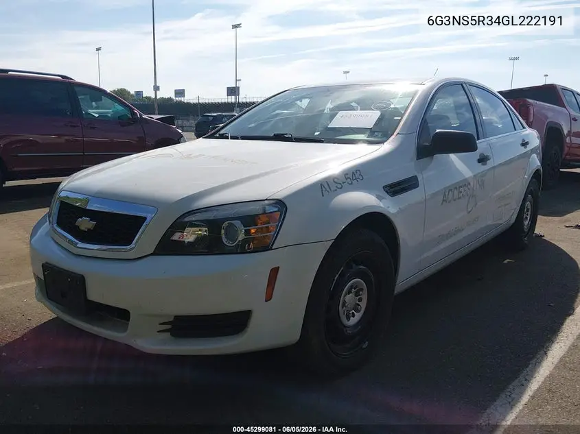 2016 Chevrolet Caprice Police VIN: 6G3NS5R34GL222191 Lot: 45299081