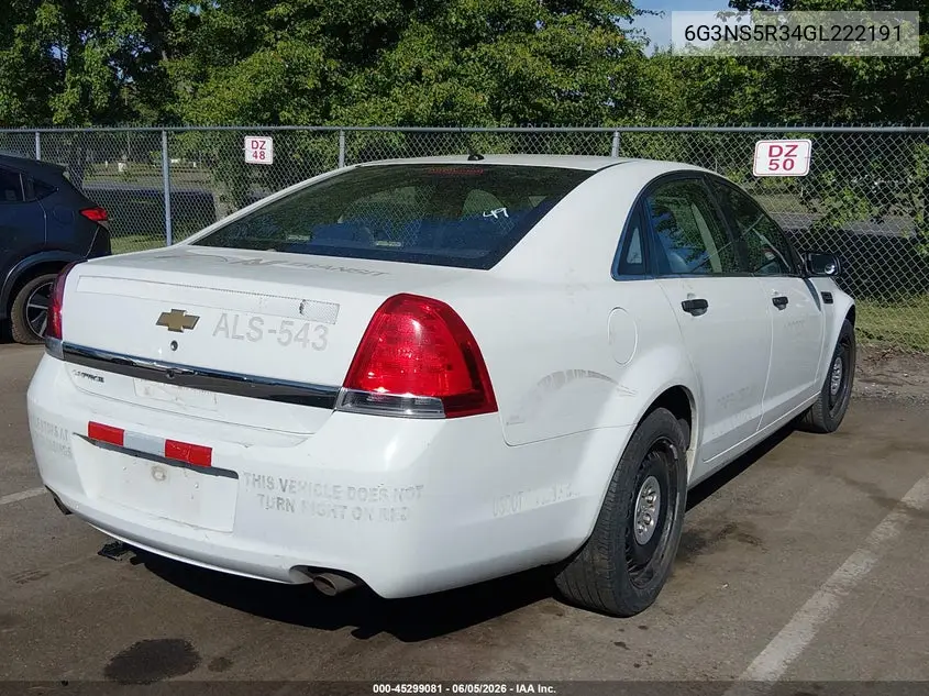 2016 Chevrolet Caprice Police VIN: 6G3NS5R34GL222191 Lot: 45299081