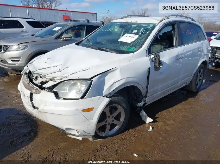 2012 Chevrolet Captiva Sport Lt VIN: 3GNAL3E57CS523988 Lot: 44356637