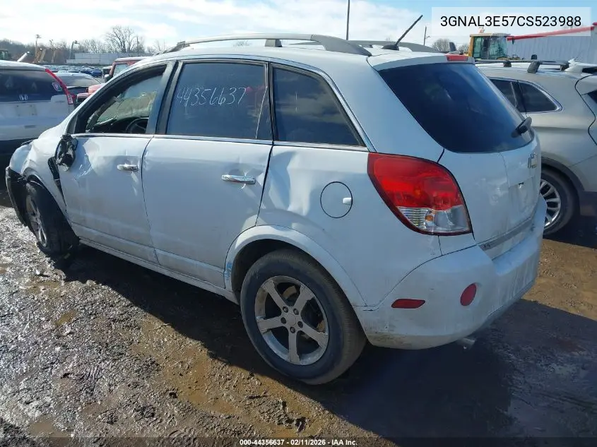 2012 Chevrolet Captiva Sport Lt VIN: 3GNAL3E57CS523988 Lot: 44356637