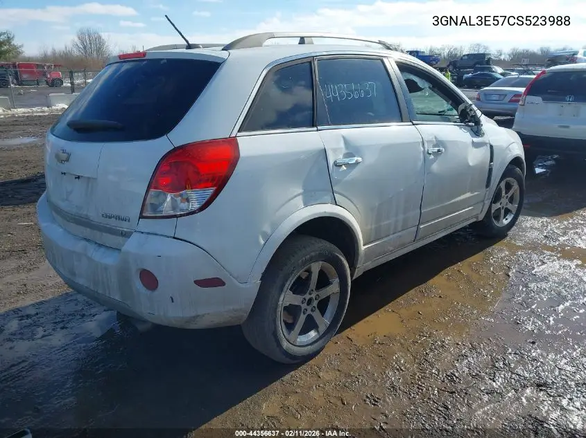2012 Chevrolet Captiva Sport Lt VIN: 3GNAL3E57CS523988 Lot: 44356637